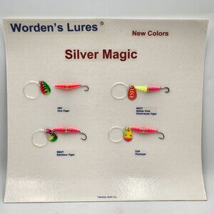 Yakima Bait Wordens Lures Silver Magic Fishing Lure Sample Display Board 818515